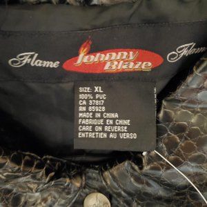 Women 90"s Johnny Blaze Black snakeskin faux leather Jacket size XLG